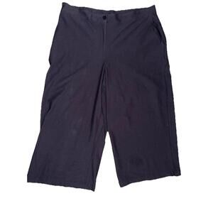 Eileen Fisher Womens Navy Blue Wide Leg Viscose Blend Cropped Pants Sz 16